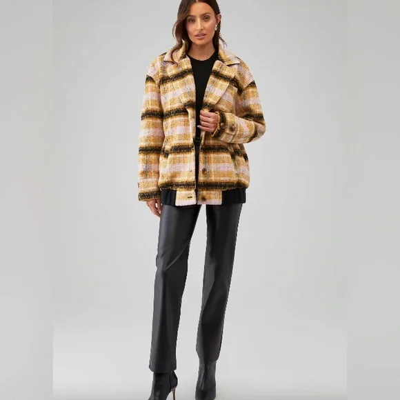 For Love & Lemons Rachel Jacket XXS NWT – Fuzzy Plaid Fall Layer - Picture 7 of 7